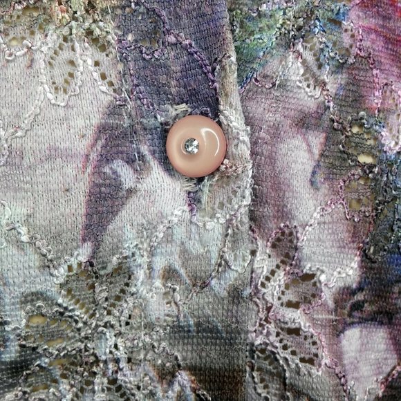 Vintage Floral Lace Eyelet Button Front Blouse - Picture 6 of 8